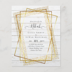 NIKAH - BUDGET Einladungen - GOLD Glitter Rahmen Flyer
