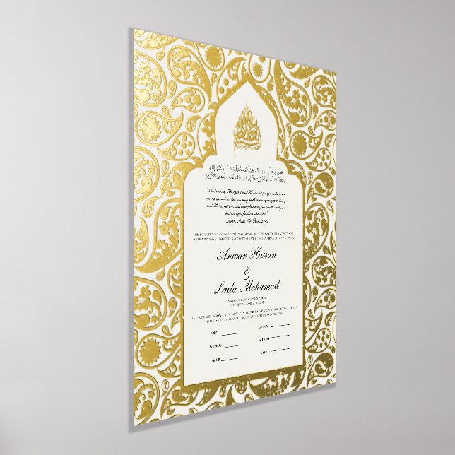 Nikah Certificate Nikkah Nama Islamische Hochzeit Foliendrucke (Ablage )