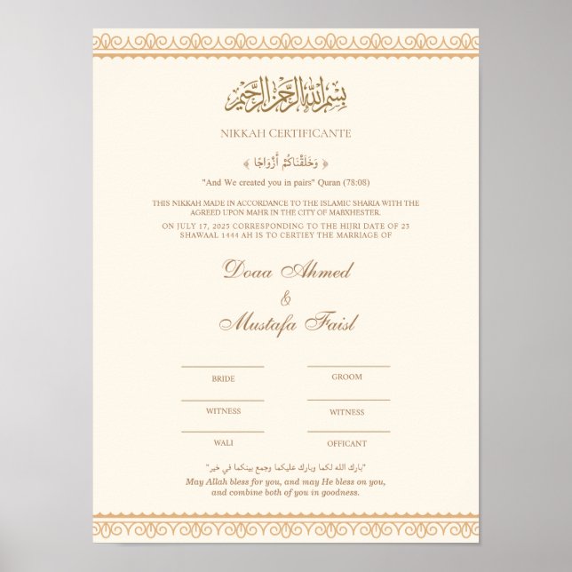 Nikah Certificate Online Poster (Vorne)