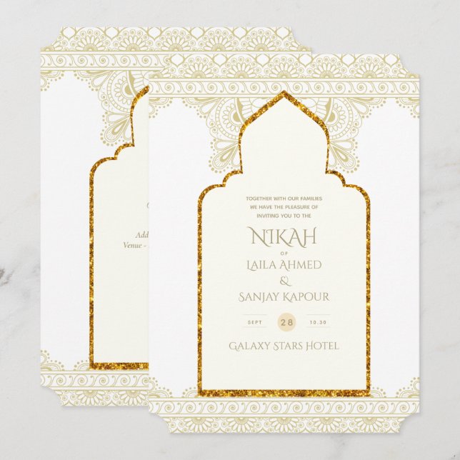 NIKAH - Einladung zur Verzierten Islamischen Mosch (Vorne/Hinten)