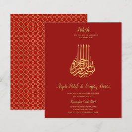 Nikah - Einladungen für die Red Gold Islamic Motif