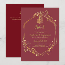 Nikah - Einladungen für die Red Gold Islamic Motif