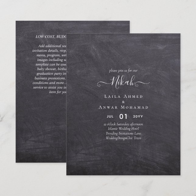 NIKAH - Gewohnte islamische Einladungen für Hochze (Vorne/Hinten)