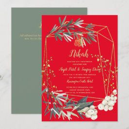 Nikah - Goldene Grüne Islamische Motif Wedding Ein Einladung