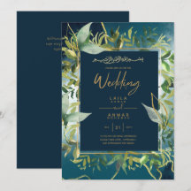 NIKAH - Invitations de mariage islamique d'or bleu