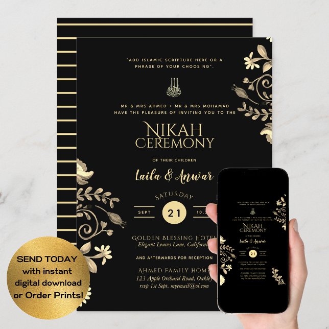 Nikah - Invitations modernes de mariage islamique (Créateur téléchargé)