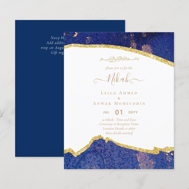 NIKAH Islamic Bismillah Wedding Einladungen Hausha (Vorne/Hinten)
