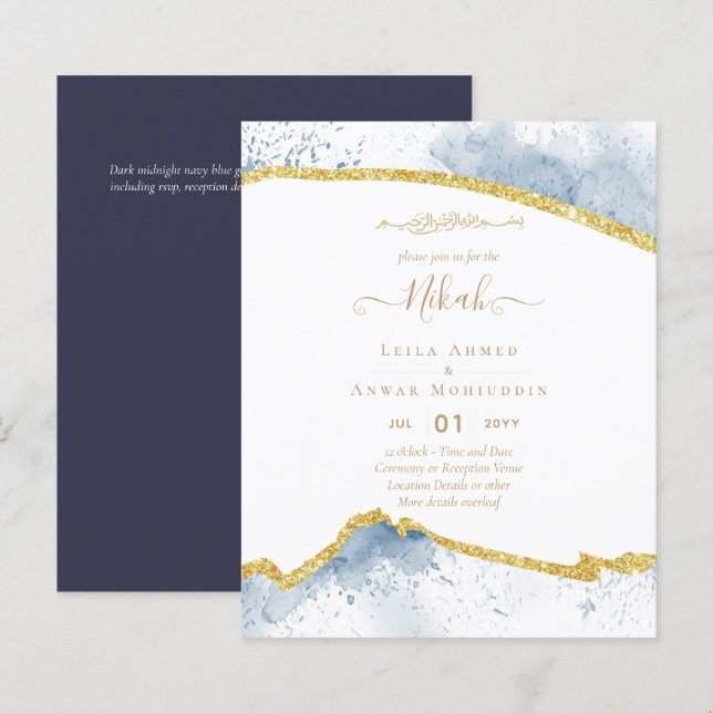 NIKAH Islamic Bismillah Wedding Einladungen Hausha (Vorne/Hinten)