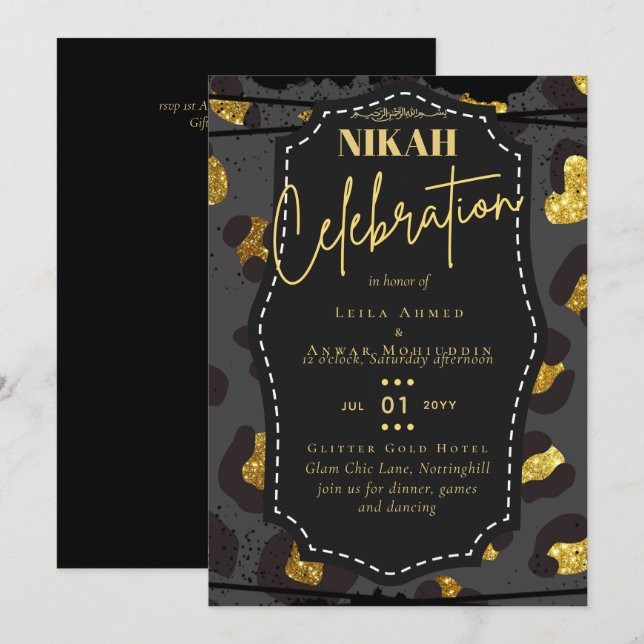 NIKAH Islamic Bismillah Wedding Einladungen Hausha (Vorne/Hinten)