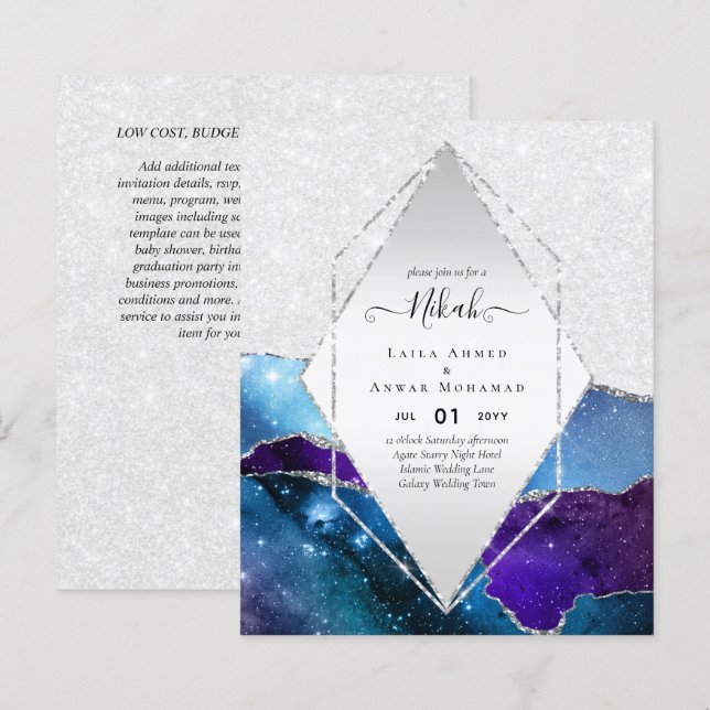 Nikah Islamic Wedding Einladungen - Glittery Gold (Vorne/Hinten)