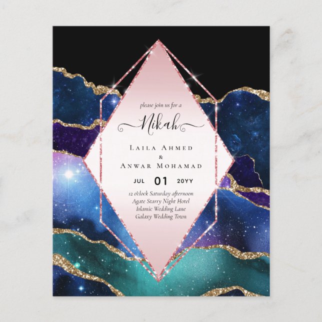 Nikah Islamic Wedding Einladungen - Glittery Gold Flyer (Vorne)