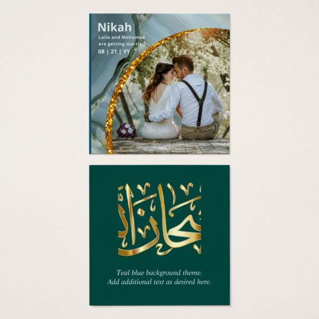 NIKAH - Mariage Budget Agate Gold Turquoise PHOTO (Devant & derrière)