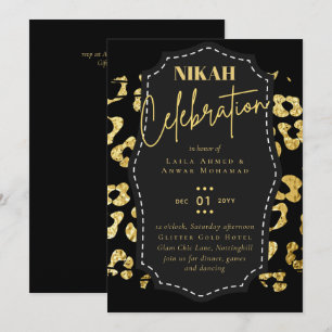NIKAH - Modern Gold Glitzer BUDGET WEDING Invites Einladung