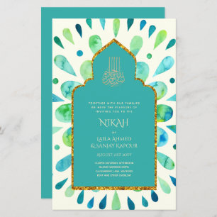 NIKAH - Moderne Mandala Turquoise Gold Wedding