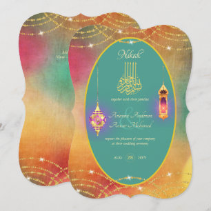 NIKAH - Ornat Islamic Gold Faire-part de mariage