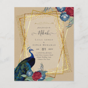 NIKAH Pfau floral goldener Rahmen islamische Hochz Flyer
