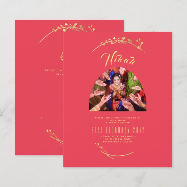 NIKAH Red Gold Foto Wedding Verlobung (Vorne/Hinten)