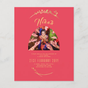 NIKAH Red Gold Foto Wedding Verlobung Flyer