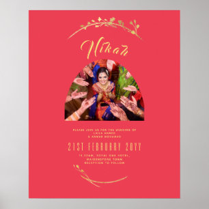 NIKAH Red Gold Foto Wedding Verlobung Poster