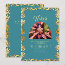 NIKAH Turquoise Gold PHOTO Faire-part de mariage i