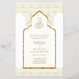 NIKAH - Verzierter islamischer Moschee-Gold-Weddin Flyer