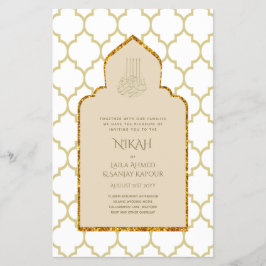 NIKAH - Verzierter islamischer Moschee-Gold-Weddin Flyer
