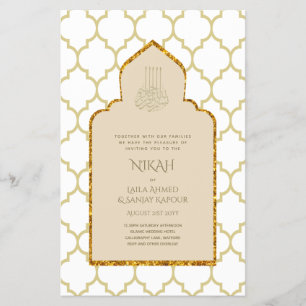 NIKAH - Verzierter islamischer Moschee-Gold-Weddin Flyer