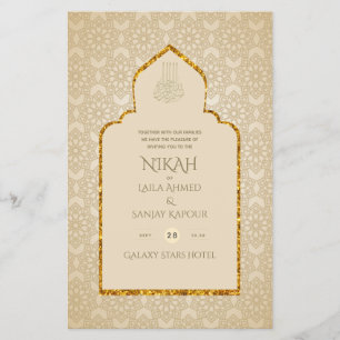 NIKAH - Verzierter islamischer Moschee-Gold-Weddin Flyer