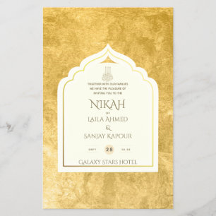 NIKAH - Verzierter islamischer Moschee-Gold-Weddin Flyer
