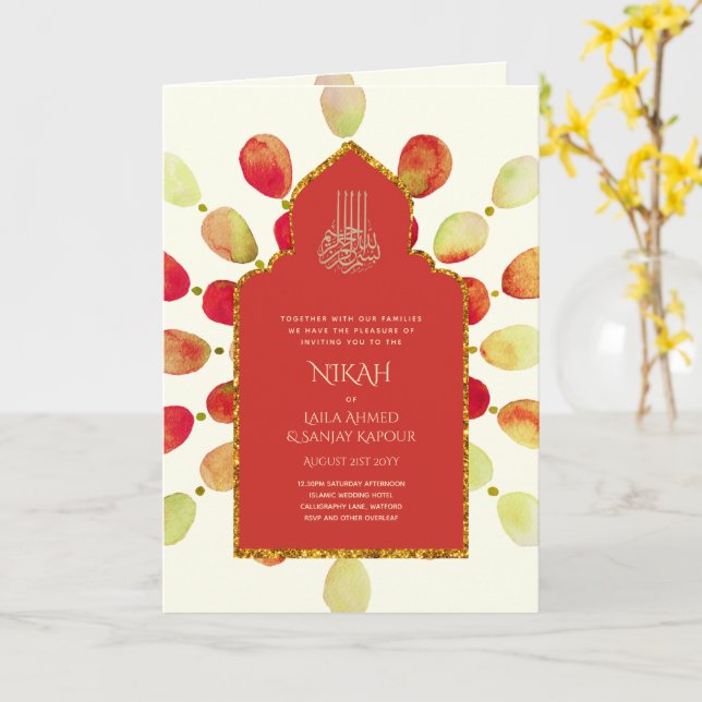 Nikah Walimah Wedding Invitation Program UAWG Karte (Gelbe Blume)