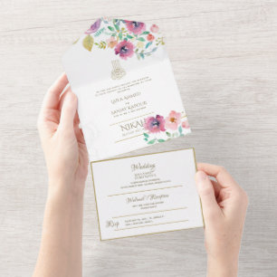 NIKAH-WALLIMAH-Blume - alle in einem All In One Einladung