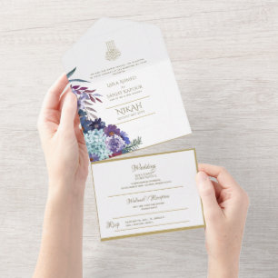 NIKAH WALLIMAH Gold Floral All in One Einladung