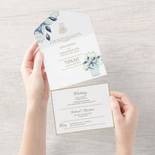 NIKAH WALLIMAH Gold Floral All in One Einladung