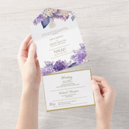 NIKAH WALLIMAH Gold Floral All In One Einladung