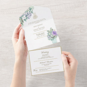 NIKAH WALLIMAH Gold Floral All in One Einladung