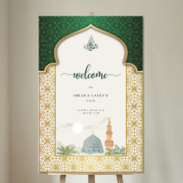 Nikah Welcome Sign Islamic Emerald & Gold Masjid Acrylschild