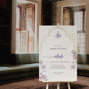 Nikah Willkommensschild – Islamischer Bogen, viole Acrylschild