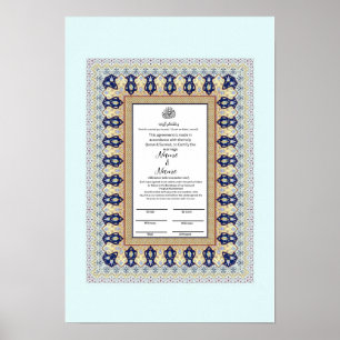 Nikkah-Bescheinigung über islamische Grenzmuster Poster