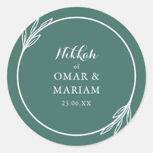Nikkah Elegant Ivy Botanical Quote Runder Aufkleber