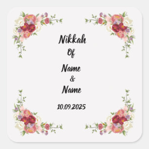 Nikkah-Geschenkaufkleber Quadratischer Aufkleber