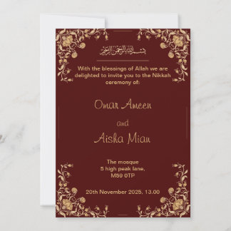 Nikkah Hochzeit laden rot und gold ein Einladung