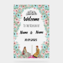 Nikkah-Schild mit floraler Minze