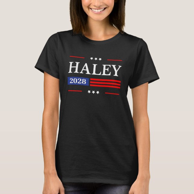 Nikki Haley 2028 American Flag USA Flag T-Shirt (Vorderseite)