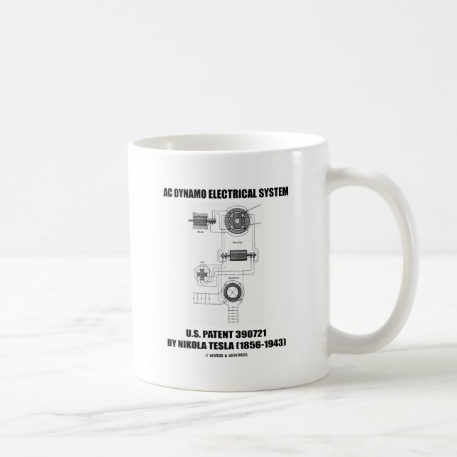 Nikola Tesla AC Dynamo Electrical System Patent Kaffeetasse (Rechts)