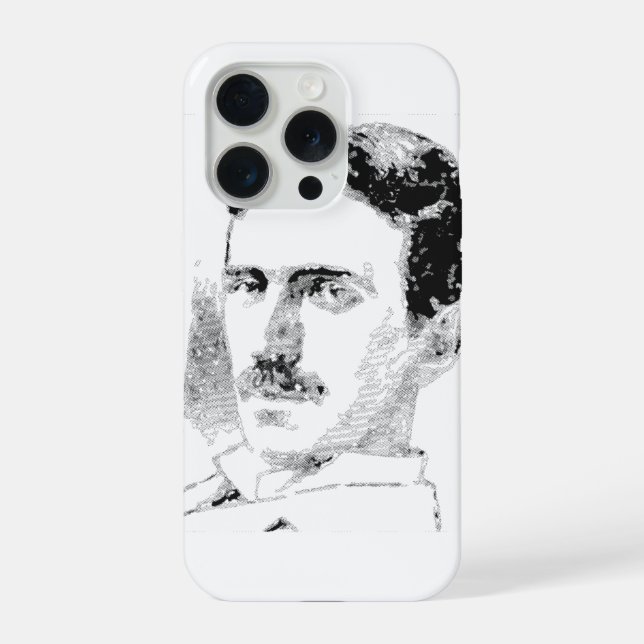 Nikola Tesla Face iPhone 15 Pro Hülle (Rückseite)
