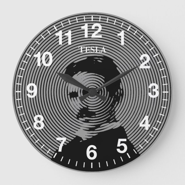 Nikola Tesla Große Wanduhr (Vorderseite)
