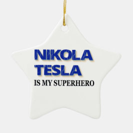 Nikola Tesla ist mein Superheld Keramikornament