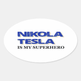 Nikola Tesla ist mein Superheld Ovaler Aufkleber