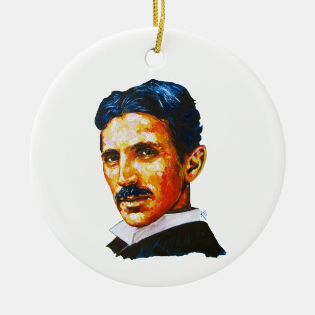 Nikola Tesla Malerei Keramik Ornament (Vorne)