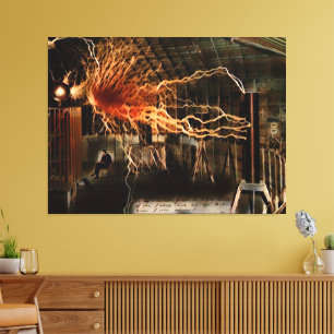 Nikola Tesla Mann des Geheimnisses Farbe Redux Leinwanddruck